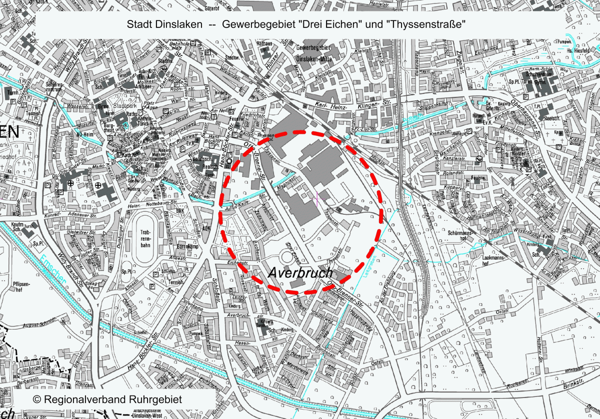 Plan vom Gewerbegebiet Drei Eichen - Thyssenstraße
